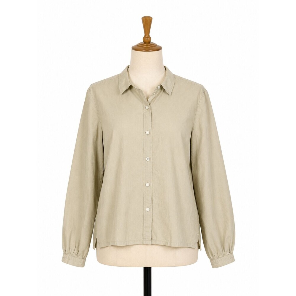 Everlane Button Down Top Size 4 Beige Oatmeal Organic Cotton Long Sleeve Shirt